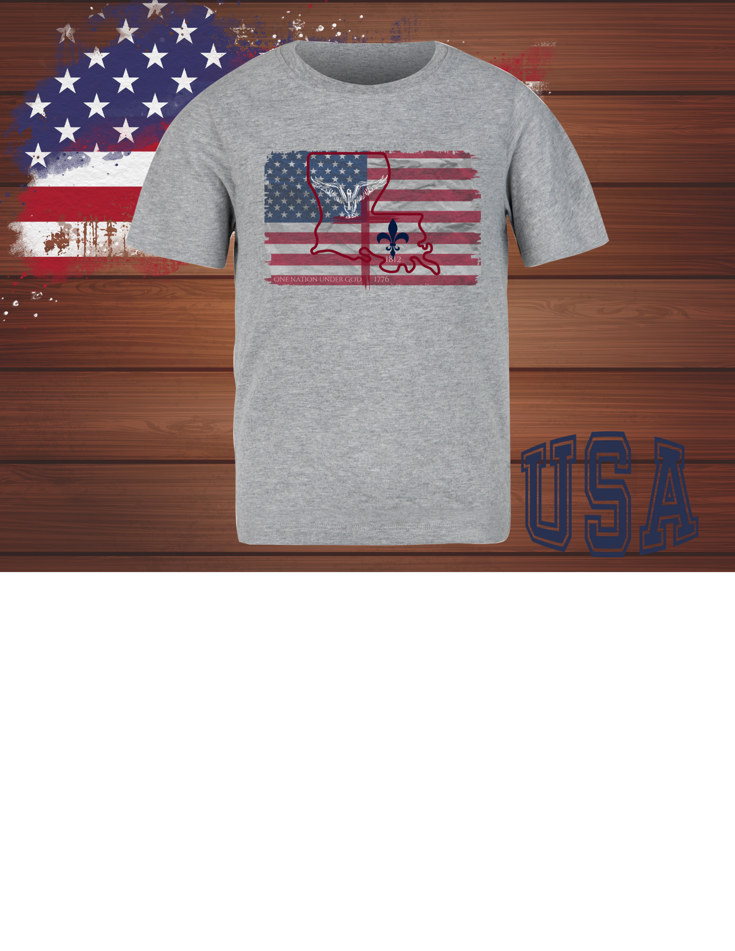 Bayou Raised/ Proud to be an American T-Shirt Full Image