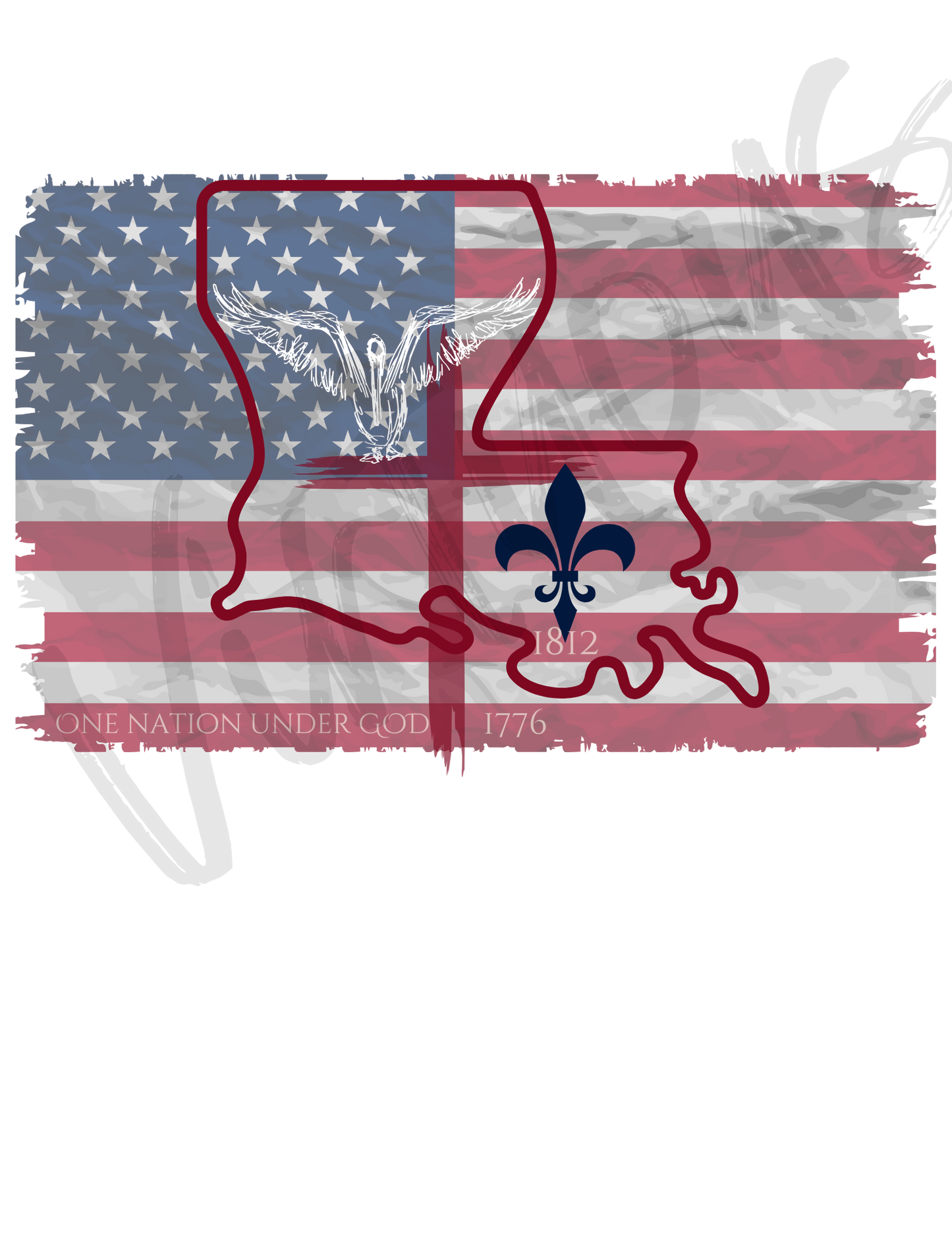 Bayou Raised/ Proud to be an American T-Shirt Full Image